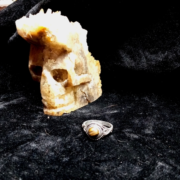 120 Tiger Eye Silver Gemstone Ring size 8 stamped 925 shipping sale - Picture 7 of 9